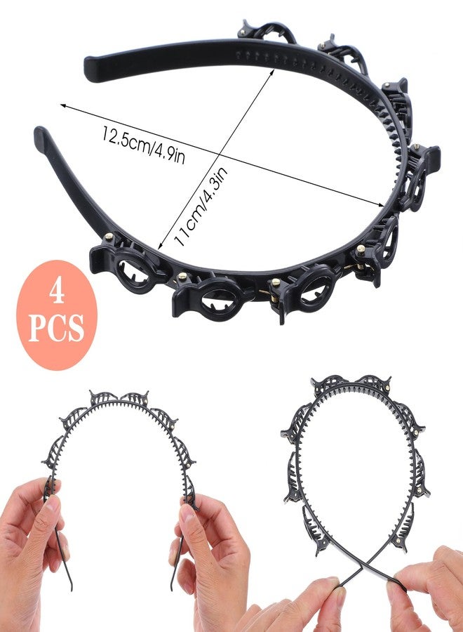MBAIYO 4Pcs Headband With Clips,Bangs Hairstyle Hairpin Headband Toothed Bands Braid Tool Accessories Clip Hairband Women - Image 4